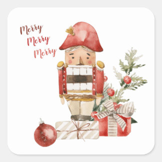 Pegatina Cuadrada Navidades Nutcracker Watercolor Pegatinas