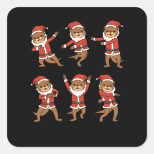 Pegatina Cuadrada Navidades Otter Mujeres Otter Yoga Regalos Niños 