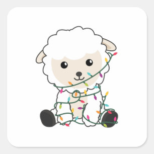 Pegatina Cuadrada Navidades ovinos Niegan ovejas animales de inviern
