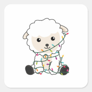 Pegatina Cuadrada Navidades ovinos Niegan ovejas animales de inviern