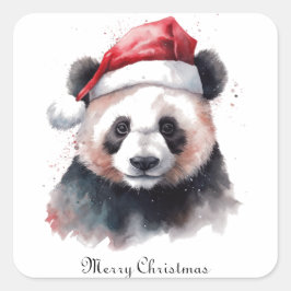 Pegatina Cuadrada Navidades Panda, personalizable