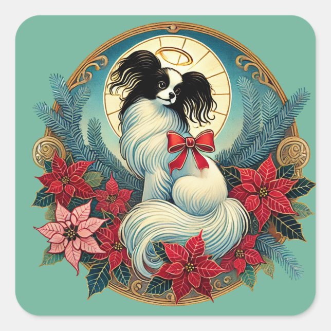 Pegatina Cuadrada Navidades Papillon (Anverso)