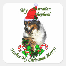 Pegatina Cuadrada Navidades Pastores de Australia