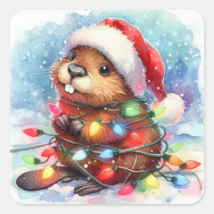 Pegatina Cuadrada Navidades Pegatinas Beaver