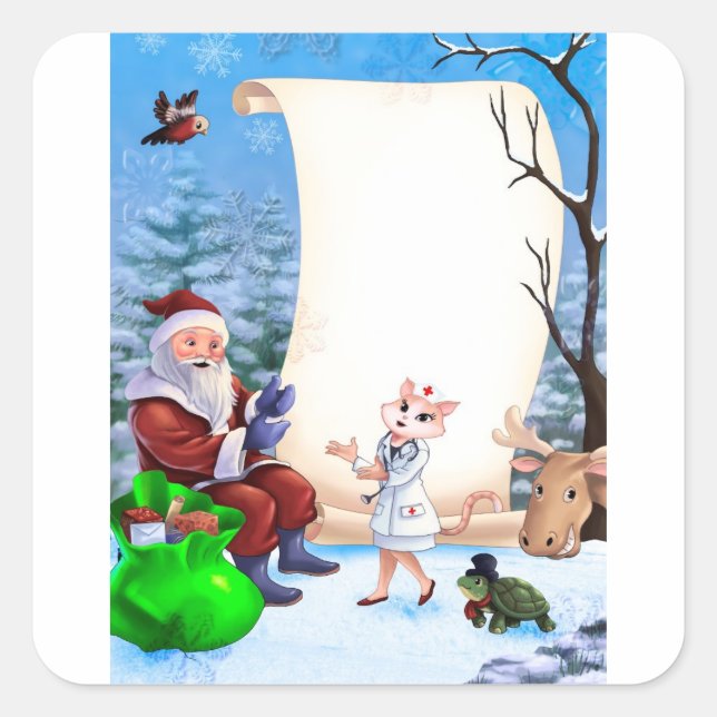 Pegatina Cuadrada Navidades pegatinas de Año Nuevo para una enfermer (Anverso)