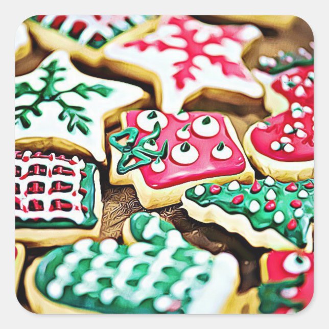 Pegatina Cuadrada Navidades Pegatinas de cookies (Anverso)