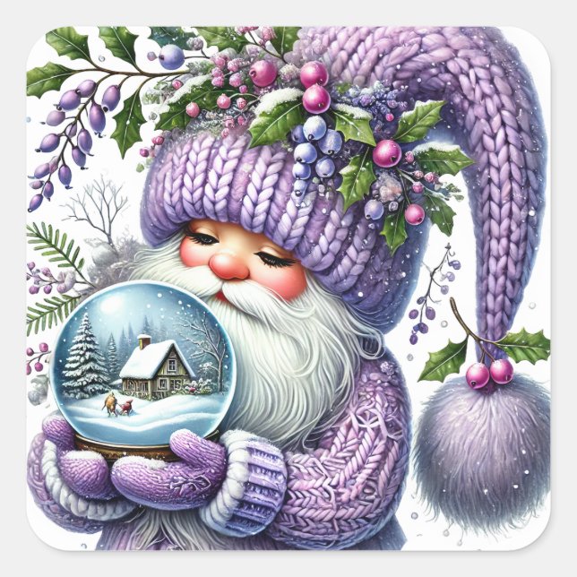 Pegatina Cuadrada Navidades Pegatinas Gnome (Anverso)