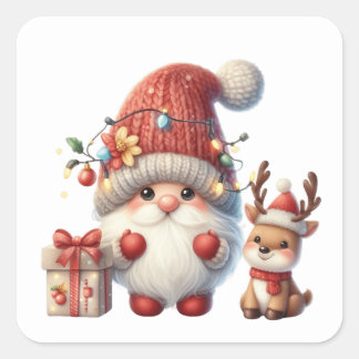 Pegatina Cuadrada Navidades Pegatinas Gnome