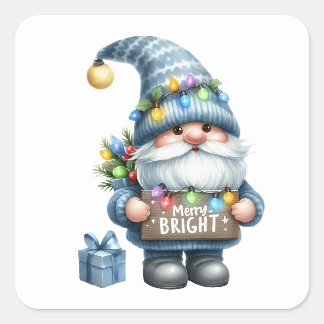 Pegatina Cuadrada Navidades Pegatinas Gnome (Anverso)
