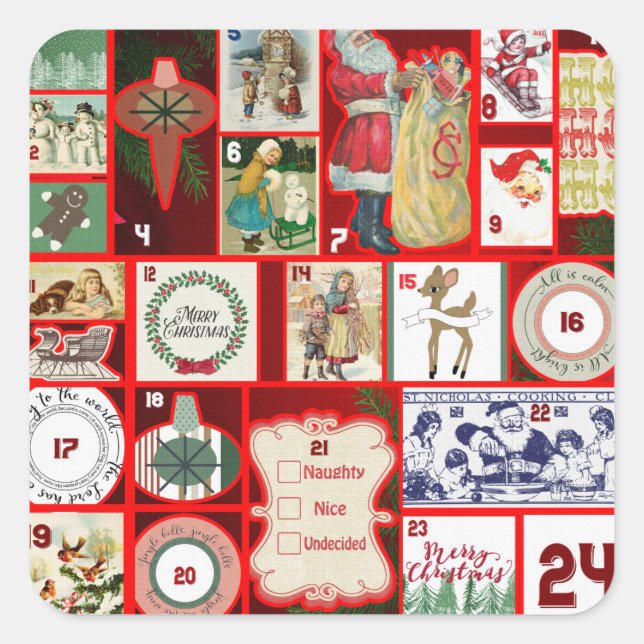 Pegatina Cuadrada navidades pegatinas pasados (Anverso)