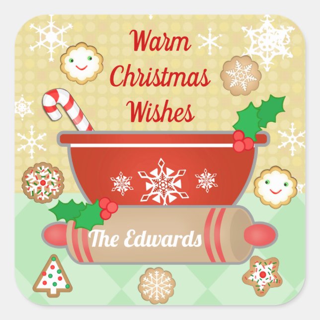 Pegatina Cuadrada Navidades Pegatinas Personalizados de Holiday Baki (Anverso)