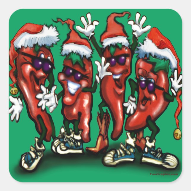 Pegatina Cuadrada Navidades Peppers (Anverso)