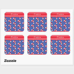 Pegatina Cuadrada Navidades personalizados Candy Cane Square Pegatin