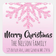 Navidades personalizados de copo de nieve rosa