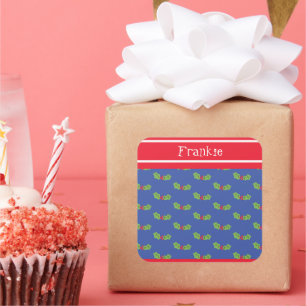 Pegatina Cuadrada Navidades personalizados Holly & Berries