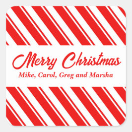 Pegatina Cuadrada Navidades Personalizados rayados de caña de carame