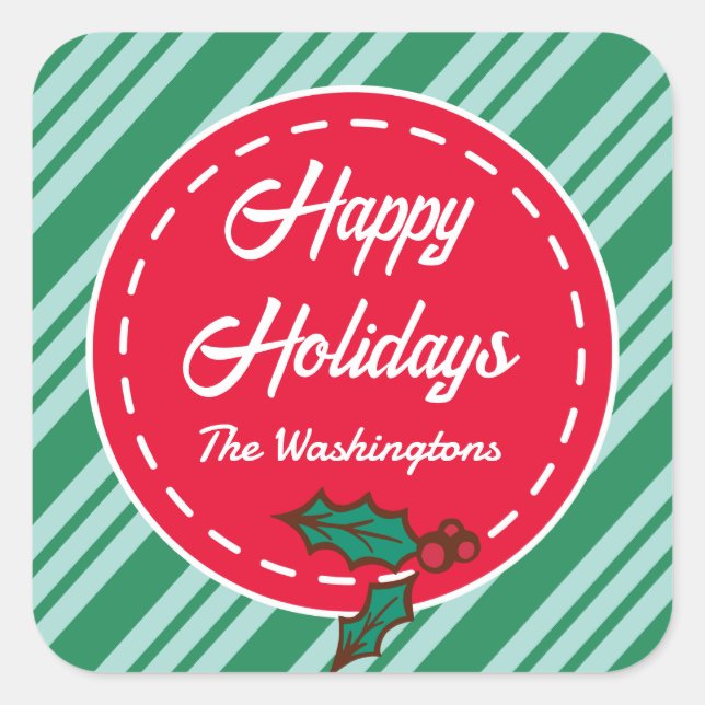 Pegatina Cuadrada Navidades Personalizados retro Pegatinas de etique (Anverso)