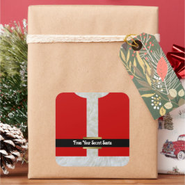 Pegatina Cuadrada Navidades personalizados secretos de Santa Suit