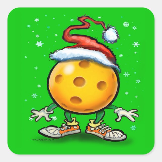 Pegatina Cuadrada Navidades Pickleball (Anverso)