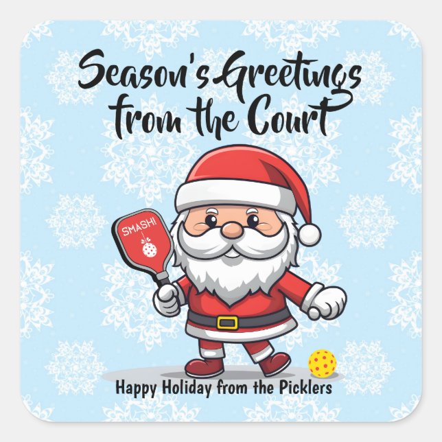 Pegatina Cuadrada Navidades pickleball Santa (Anverso)