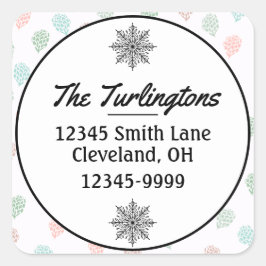 Pegatina Cuadrada Navidades pintados a mano Dirección de devolución 