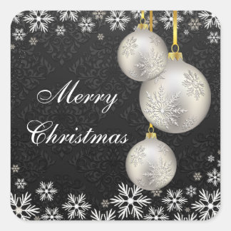 Pegatina Cuadrada Navidades Platinum Plateados Bolas Negro