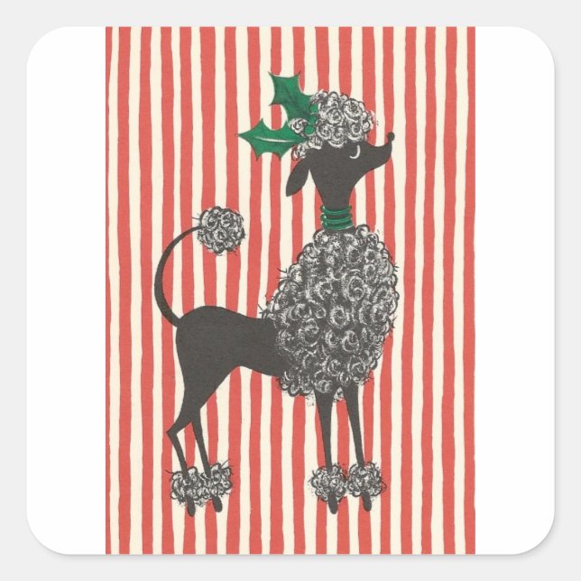 Pegatina Cuadrada Navidades Poodle (Anverso)
