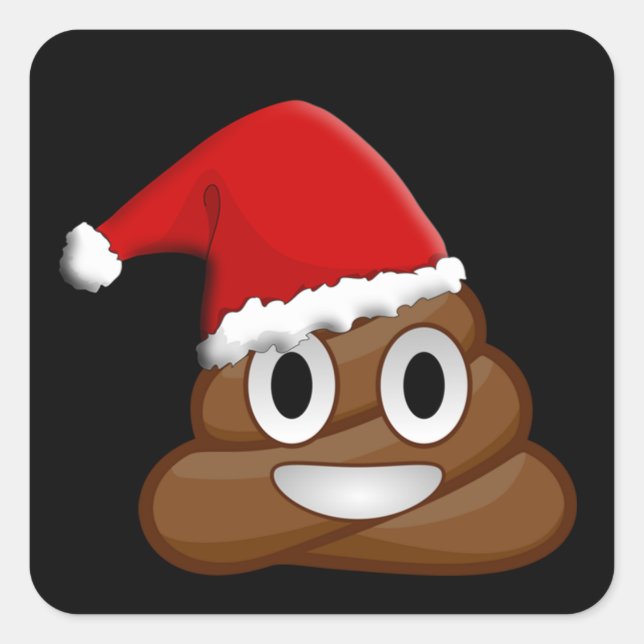 Pegatina Cuadrada Navidades poop emoji (Anverso)
