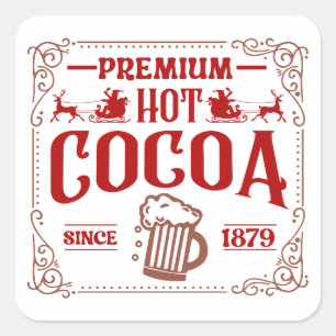 Pegatina Cuadrada Navidades premium de cacao caliente