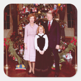 Pegatina Cuadrada Navidades Presidente James Jimmy Carter Casa Blanc