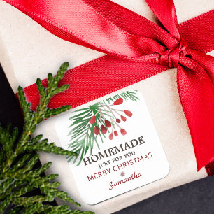 Pegatina Cuadrada Navidades Primavera Berries Caseros Solo Para Ti