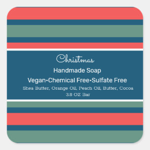 Pegatina Cuadrada Navidades Rayas de jabón hecho a mano Belleza