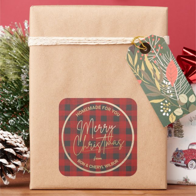 Pegatina Cuadrada Navidades Red Buffalo Jugado Casero (Vacaciones)