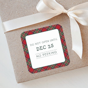 Pegatina Cuadrada Navidades Red Green Plaid Stewart Tartán