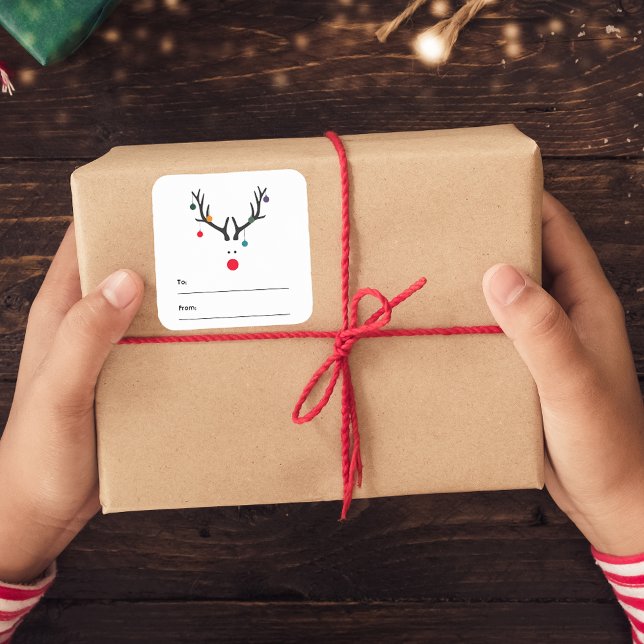 Pegatina Cuadrada Navidades reno blanco blanco negro gracioso (Subido por el creador)