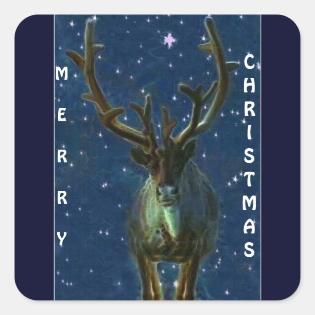 Pegatina Cuadrada Navidades renos y nevadas (Anverso)