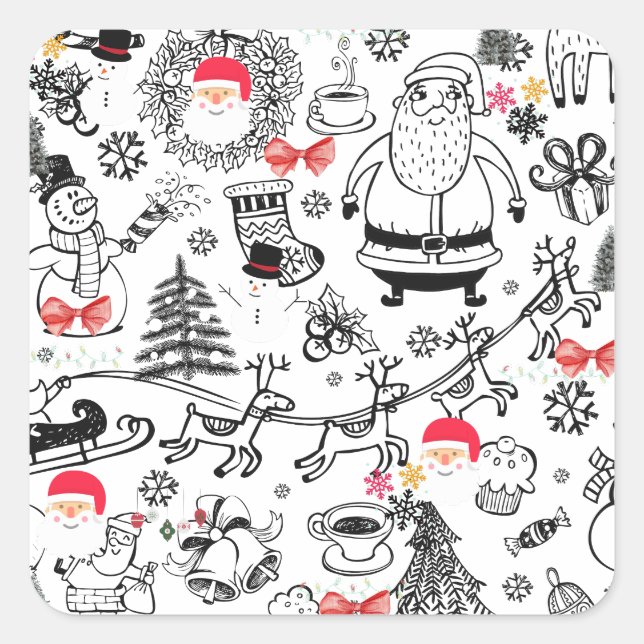 Pegatina Cuadrada Navidades retro (Anverso)