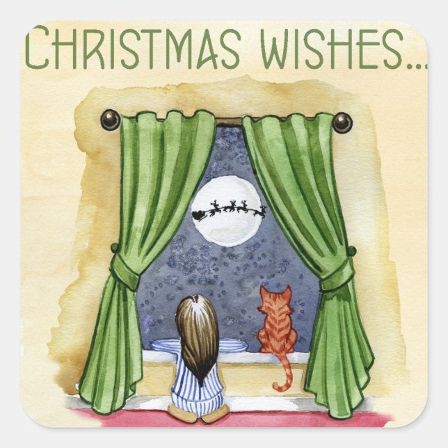 Pegatina Cuadrada Navidades retro (Anverso)