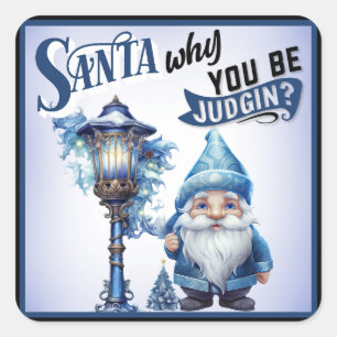 Pegatina Cuadrada Navidades Retro Cutie Blue