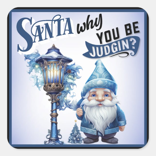 Pegatina Cuadrada Navidades Retro Cutie Blue (Anverso)