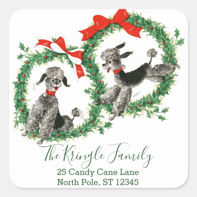 Pegatina Cuadrada Navidades retro Dirección de devolución de candado (Anverso)