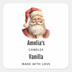 Pegatina Cuadrada Navidades Retro Santa Claus - Candle Business