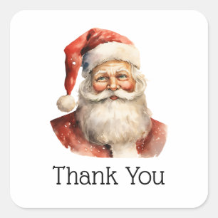 Pegatina Cuadrada Navidades Retro Santa Claus Gracias