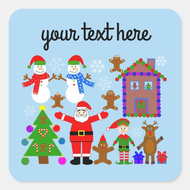 Pegatina Cuadrada Navidades reuniéndose #2 Pegatinas (Anverso)