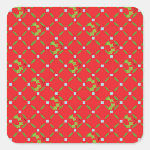 Pegatina Cuadrada Navidades rojos Holly Pattern Square Pegatinas