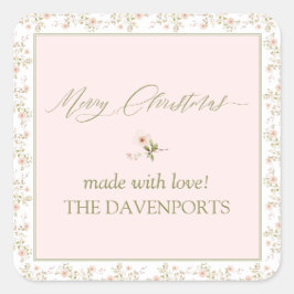 Pegatina Cuadrada Navidades rosados en vacaciones de comida casera