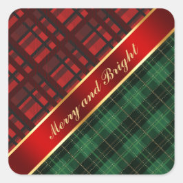 Pegatina Cuadrada Navidades rotos y verdes y rojos de cinta