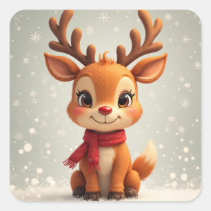 Pegatina Cuadrada navidades rudolph pegatinas
