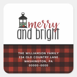 Pegatina Cuadrada Navidades rústicos estilo casa de campo plantada