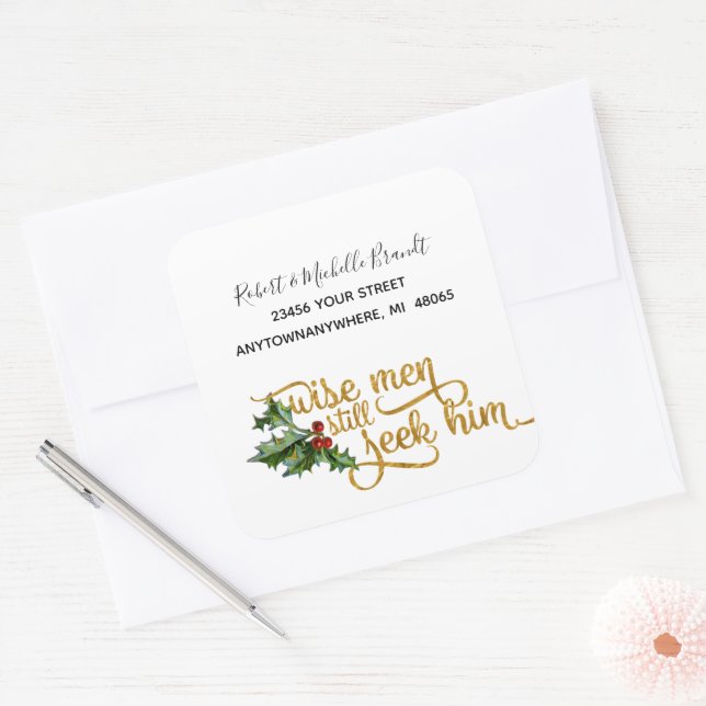 Pegatina Cuadrada Navidades Sabios Hombres Todavía Buscan Su Direcci (Sobre)